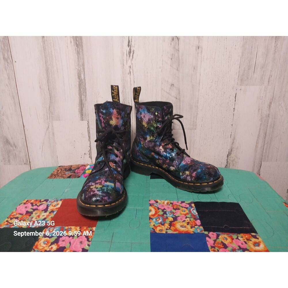Doc Martens 1460 Pascal Confetti Lace Up Boots EU38/US7 Black Multi